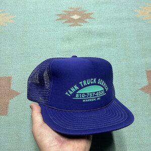 Vintage trucker hat mesh cap tank truck service Michigan adjustable hornets